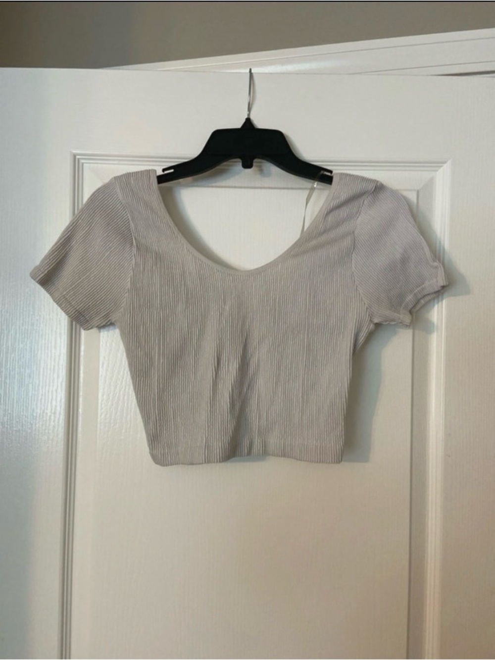 Papaya Ribbed Scoop Crop Top - Light Taupe